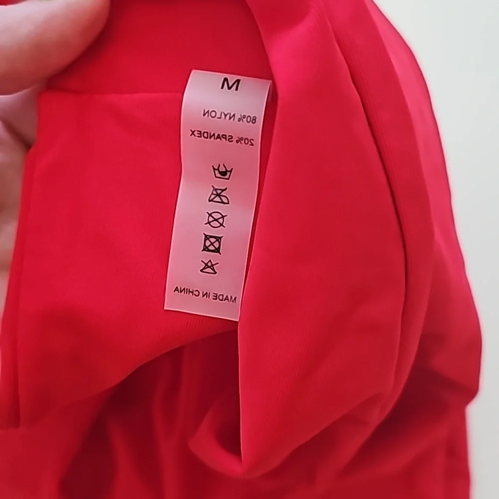 NWOT Red Bikini Wrap One Shoulder Top Highwaisted bottom Size Medium - Picture 4 of 9